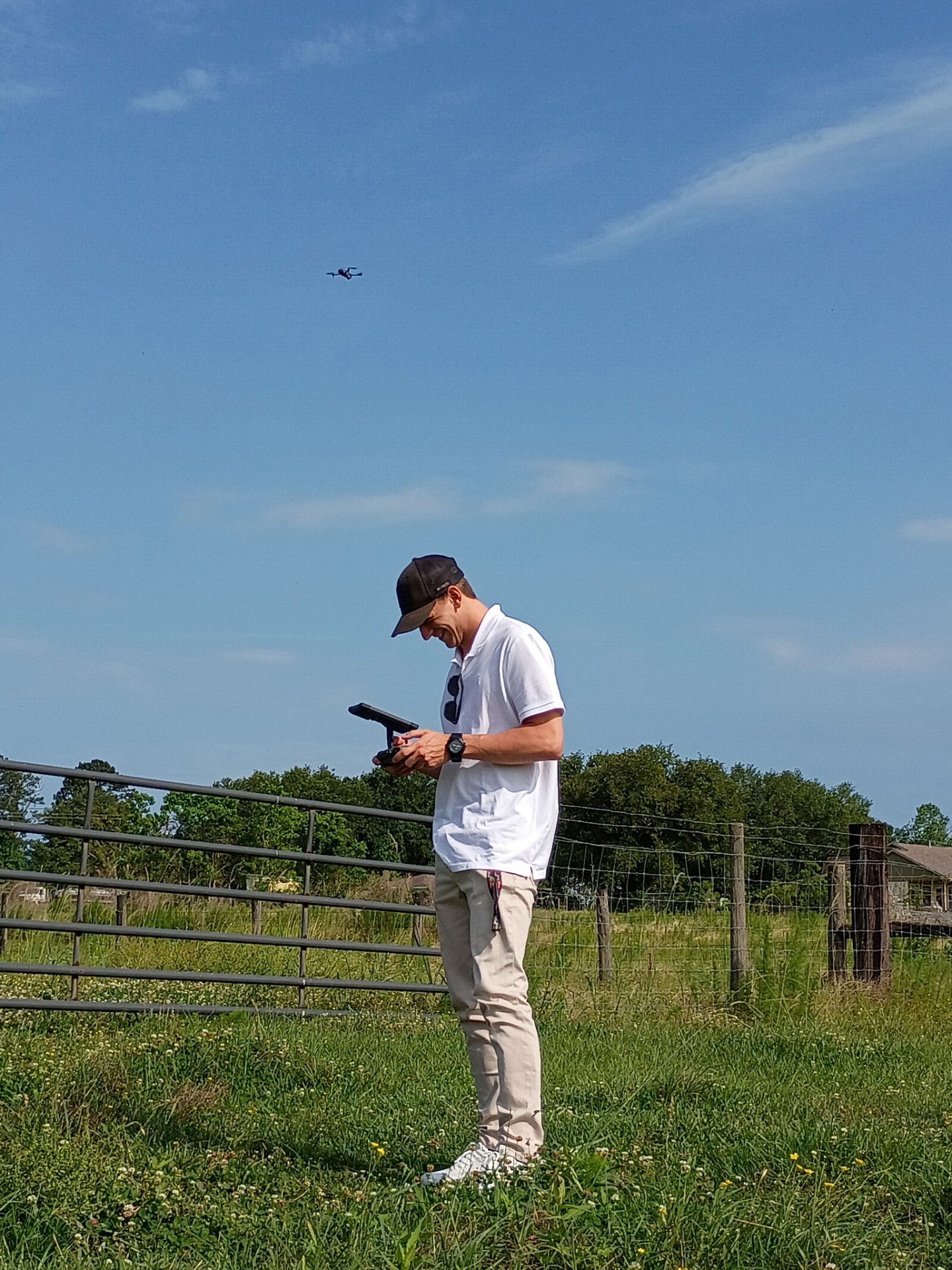 Christian Gotte piloting an AIS drone over an open field